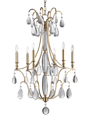 Crawford 6 Light Chandelier Aged Brass