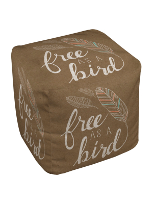 18"x18" Free As Bird Pouf Brown - Thumbprintz