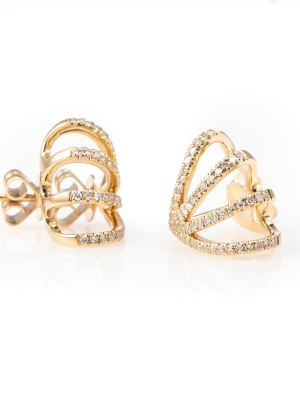 Pave Multi Line V Claw Earrings