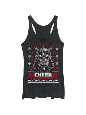 Women's Star Wars Ugly Christmas Lack Of Cheer Snowflake Racerback Tank Top