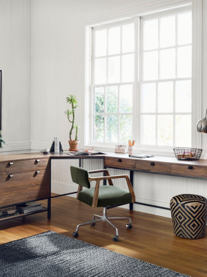 Trey Desk System With Filing Cabinet - Auburn Poplar