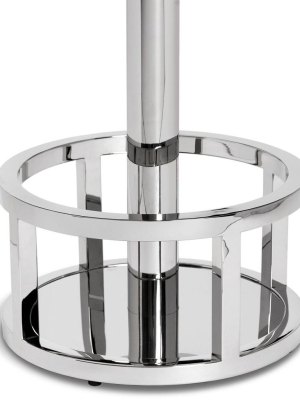 Interlude Home Drake Counter Stool - Cityscape Grey - Polished Nickel