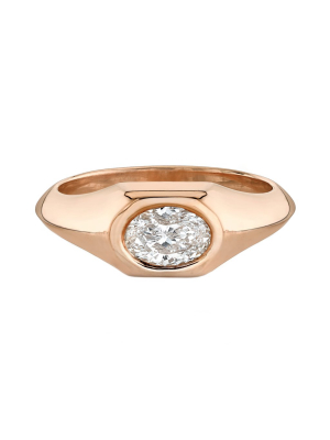 Oval Signet Knife Edge Pinky Ring