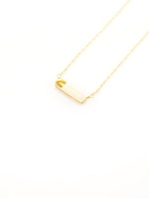 Teeny Porcelain &amp; Gold Reed Necklace - White/gold 16"