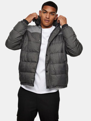 Grey Panel Padded Puffer Jacket