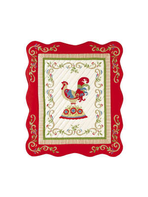 C&f Home French Country Rooster Cotton Quilted Throw