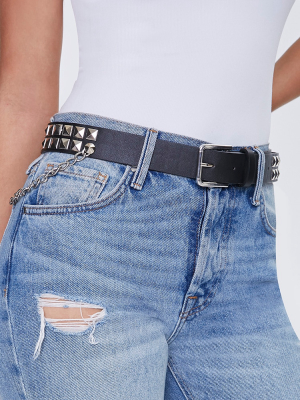 Studded Faux Leather Waist Belt