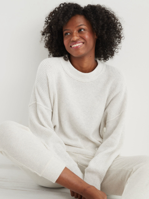 Aerie Waffle Oversized Crew Sweater