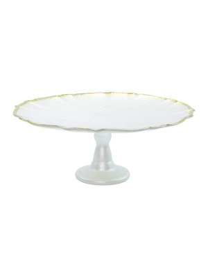 Vietri Viva Baroque Glass Cake Stand - White