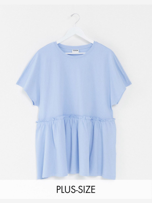 Noisy May Curve Smock T-shirt In Baby Blue