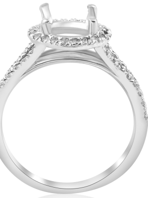 Pompeii3 1/2ct Halo Split Shank Diamond Engagement Ring Setting 14k White Gold Semi Mount