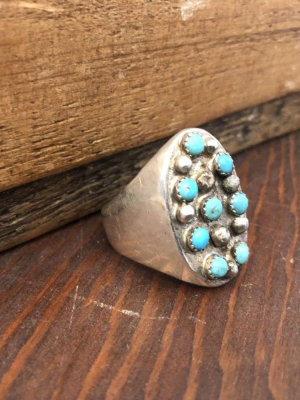 8-stone Turquoise Studded Ring | Vintage