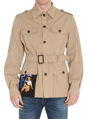 Dolce & Gabbana Pin-up Patch Belted Coat