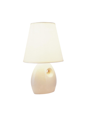 13" Traditional Ceramic Table Lamp With Bell Shade White - Ore International