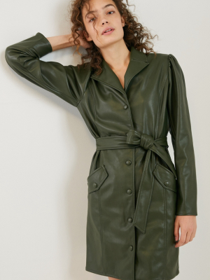 Natalya Faux Leather Shirtdress