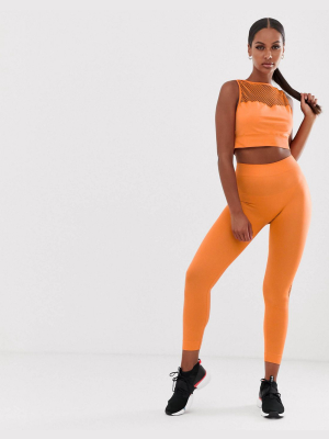 South Beach Fishnet Seamless Leggings In Orange