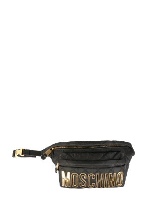 Moschino Logo Plaque Quilted Belt Bag