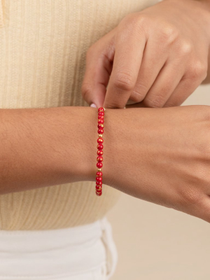 Antique Americana Grateful Beaded Bangle, Red