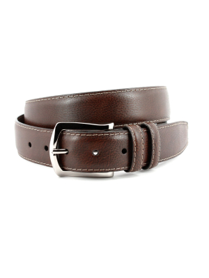 Contrast Stitched Italian Soft Calfskin Belt