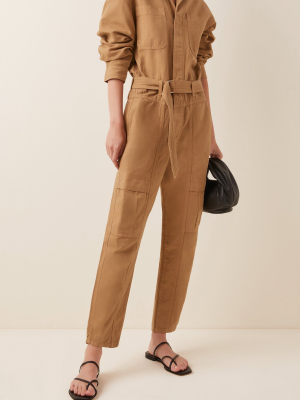 Willa Belted Cotton Utility Jumpsuit