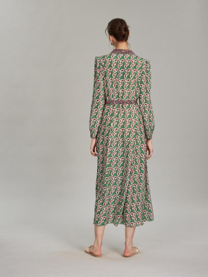 Vanessa-b Dress In Larkspur Leaf Print