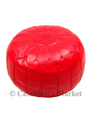 Simple Leather Pouf, Red