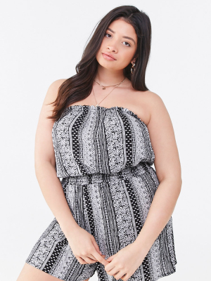 Plus Size Paisley Print Romper