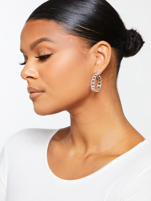 Silver Oversized Chain Hoop Earrings