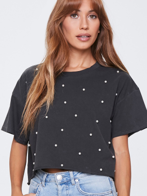 Faux Pearl Boxy Tee