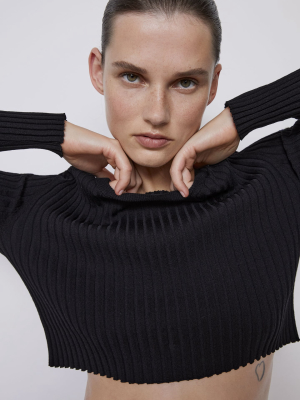 Cropped Knit Sweater