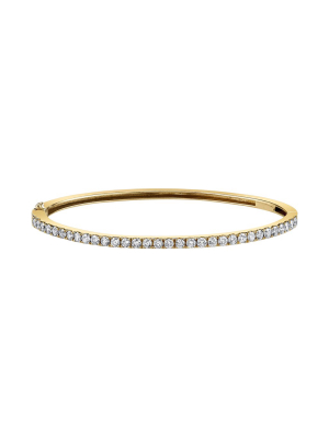 Essential Half Single Row Diamond Bangle - Yellow Gold