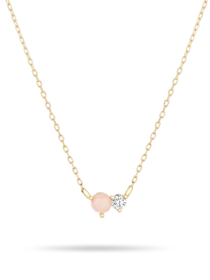 Pink Opal + Diamond Amigos Necklace