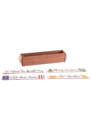 Lakeside Interchangeable Tabletop Centerpiece With 4 Seasonal Sentiment Messages