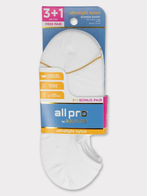 All Pro Women's 3+1 Bonus Pack Triple Y Liner Socks - White 4-10