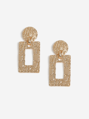 **textured Crocodile Rectangle Earrings