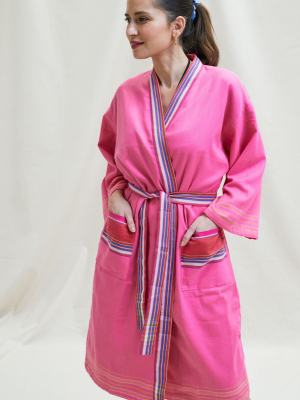 Unisex Kikoy And Towelling Dressing Gown | Pink