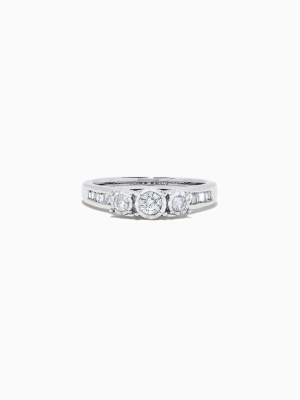 Effy Bridal 14k White Gold Diamond Three Stone Ring, 0.39 Tcw