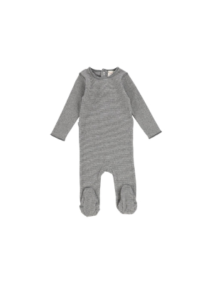 Analogie By Lil Legs Mini Stripe Stitch Footie - Black/white