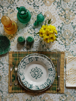 "floral" Soup Plate Green