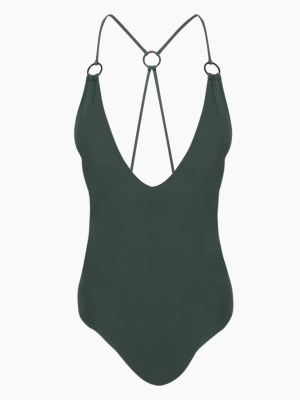 Huli Matte Ring Classic One Piece Swimsuit - Wakame Green