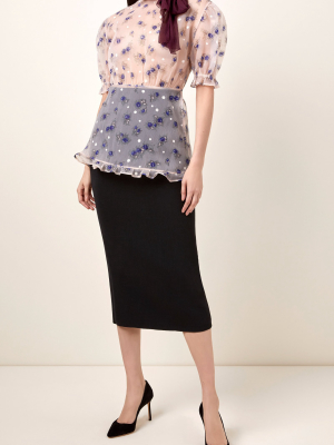 Tie-detailed Floral-print Georgette Top