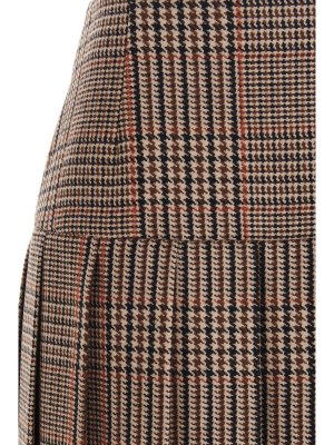 Prada Prince Of Wales Pleated Skirt