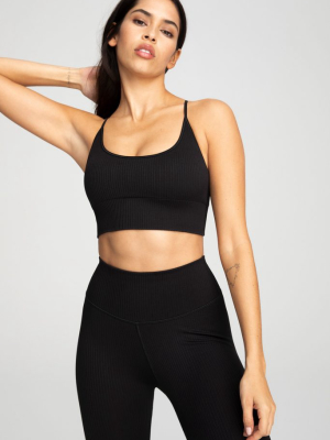 Seamless Ribbed Bra | Black001