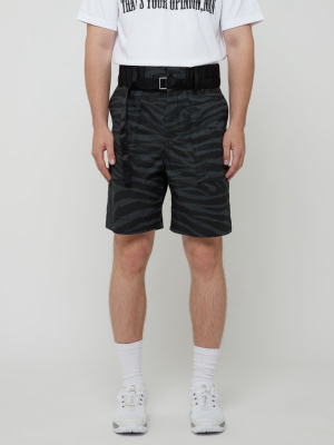 Zebra Print Shorts In Black & Gray