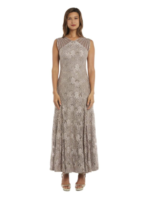 Sequined Lace Gown With Sheer Inserts