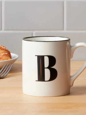 16oz Stoneware Monogram B Mug White - Threshold™