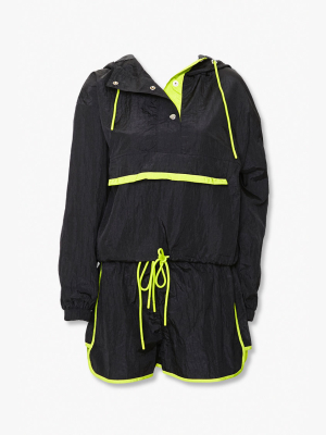 Contrast-trim Anorak & Shorts Set