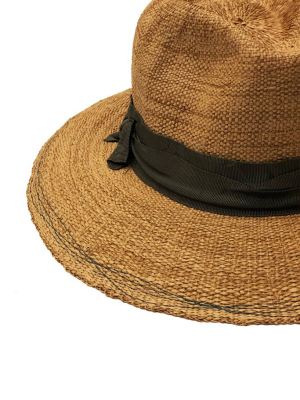 Lola Ehrlich Risa And Shine Straw Hat In Tabacco With Seaweed Ribbon