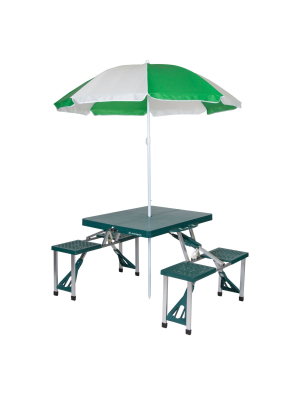 Stansport Picnic Table And Umbrella Combo Pack Green