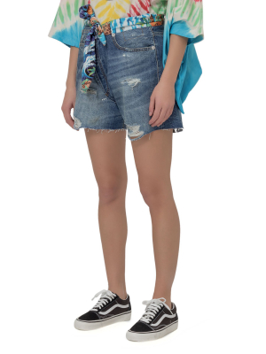 R13 Tie Waist Crossover Denim Shorts